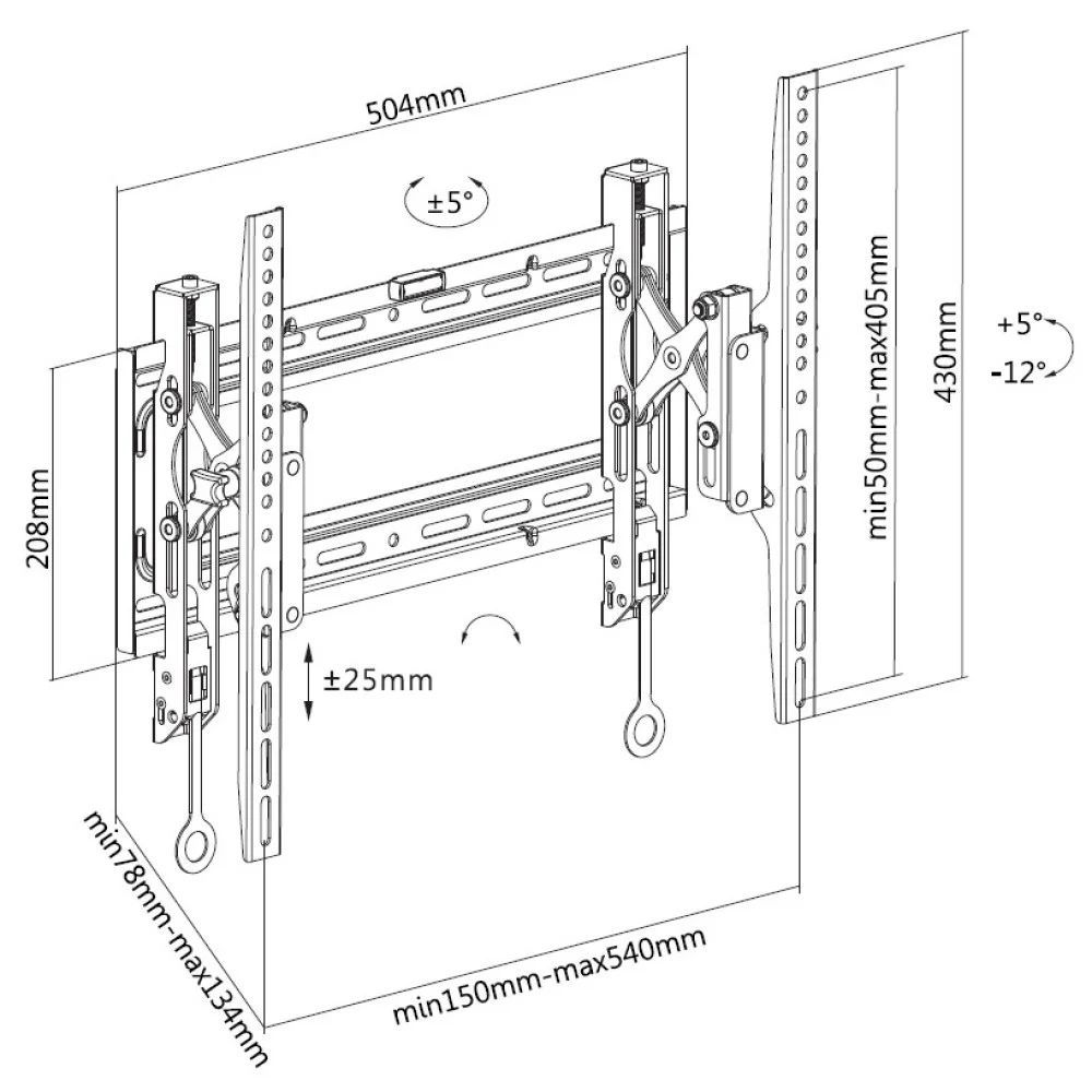 TECHLY Advanced Extension Tilt TV Wall Mount 32"-70" Black