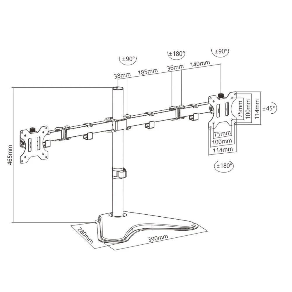 TECHLY Double Joint Monitor Arm 13"-32" Black