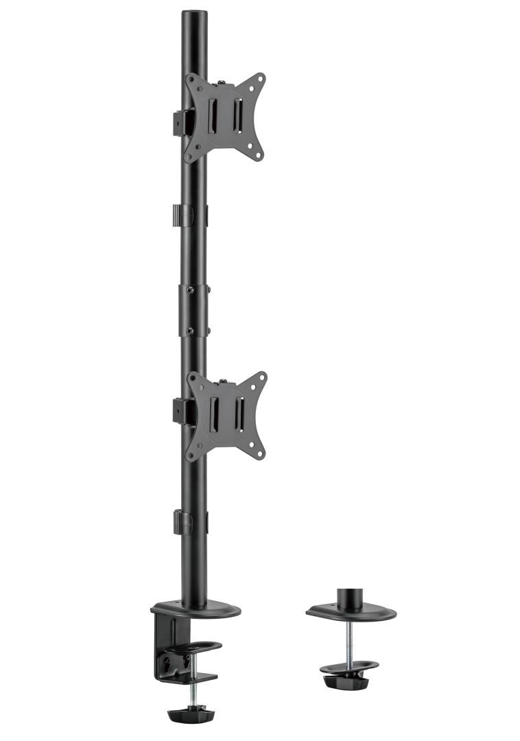 Gembird MA-D2-02 Adjustable 2-display vertical desk mount 17”-32” Black