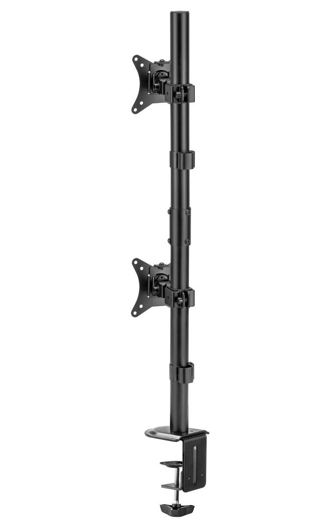 Gembird MA-D2-02 Adjustable 2-display vertical desk mount 17”-32” Black