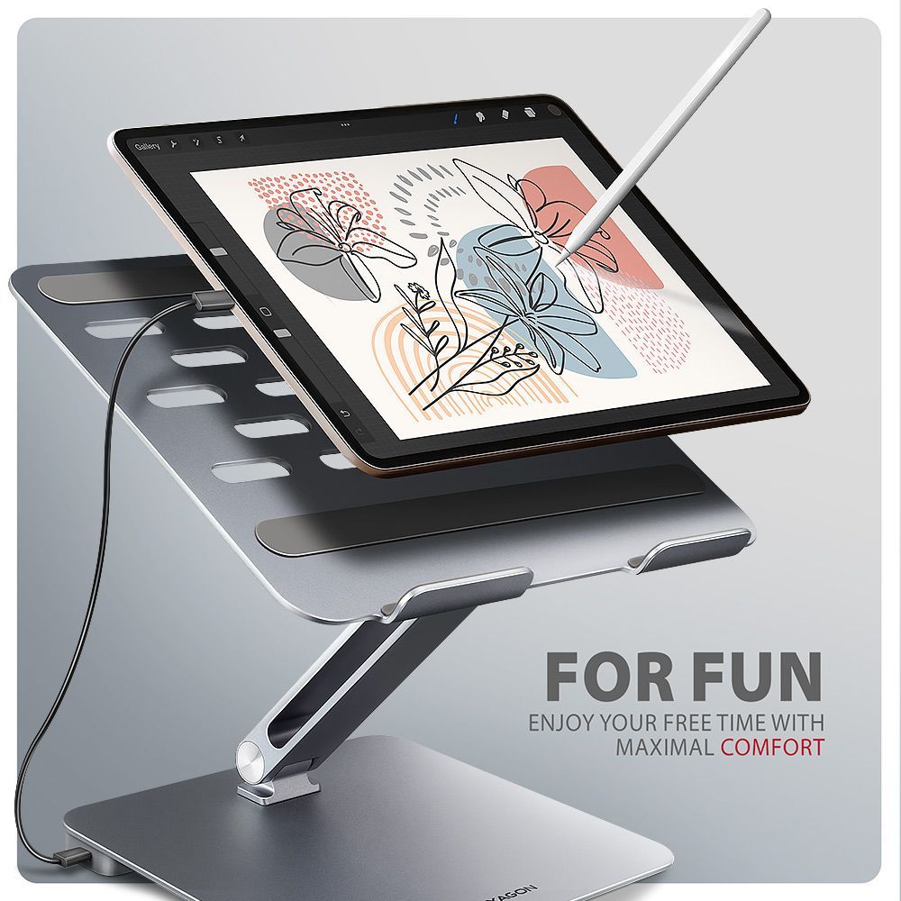 AXAGON HMC-STND USB-C 5Gbps Aluminium Stand & HUB 7in1 Silver