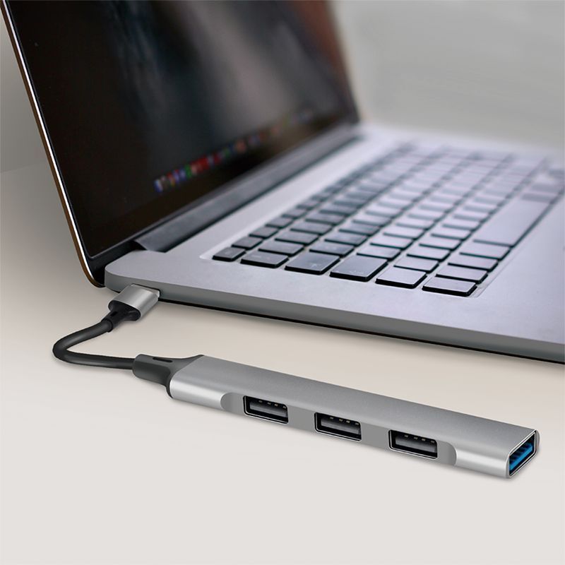 Logilink USB 3.0 4-port slim hub with aluminum casing Grey