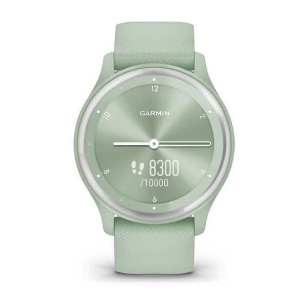 Garmin Vivomove Sport Cool Mint Case and Silicone Band with Silver Accents