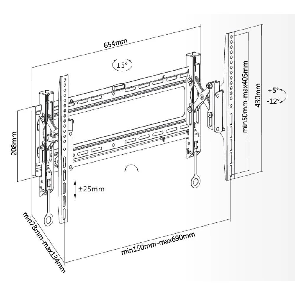 TECHLY Advanced Extension Tilt TV Wall Mount 37"-80" Black