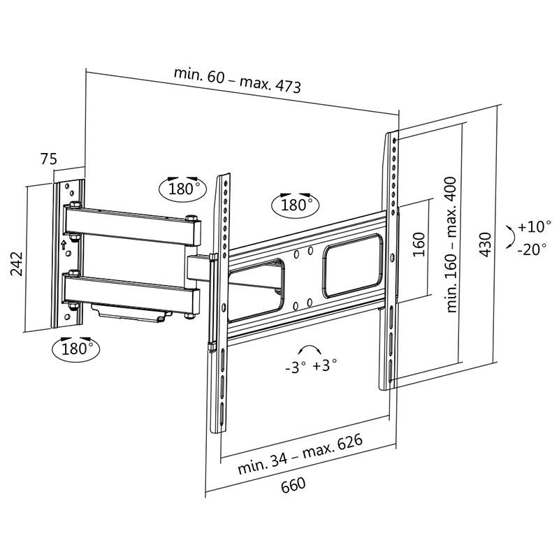 Logilink BP0019 37"-70" TV Wall Mount Fix Black