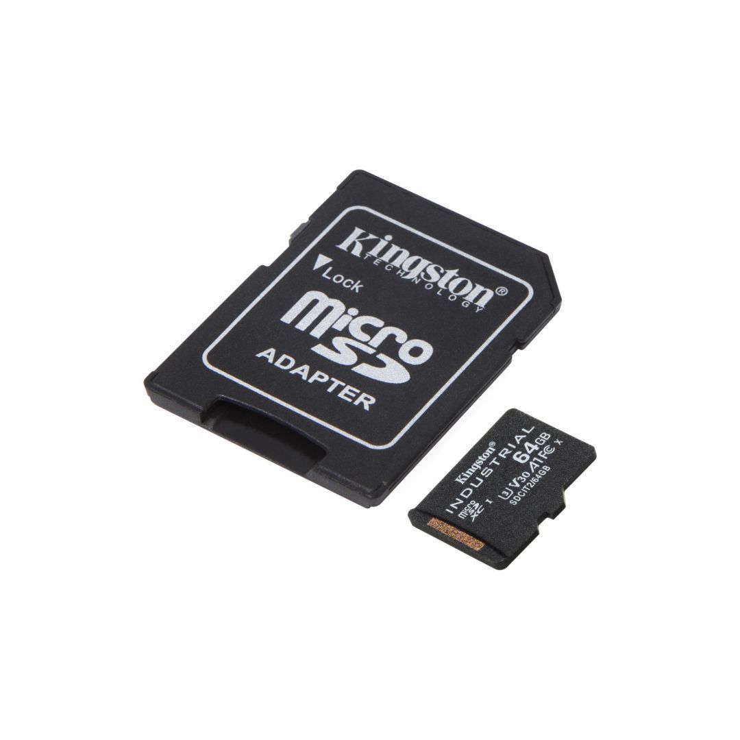 Kingston 64GB microSDXC Class 10 CL10 U3 V30 A1 Industrial + adapterrel Kingston 64GB microSDXC Class 10 CL10 U3 V30 A1 Industrial + adapterrel