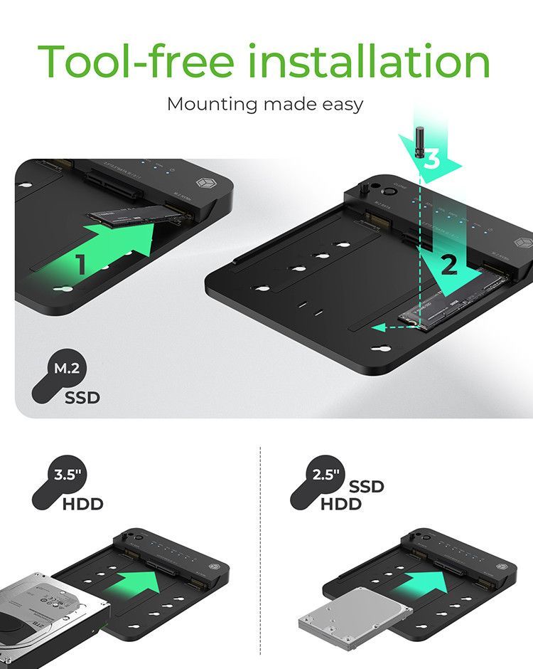 Raidsonic IcyBox IB-2915MSCL-C31 CloneStation & DockingStation for M.2 NVME & SATA 2.5”/3.5” SSD/HDD