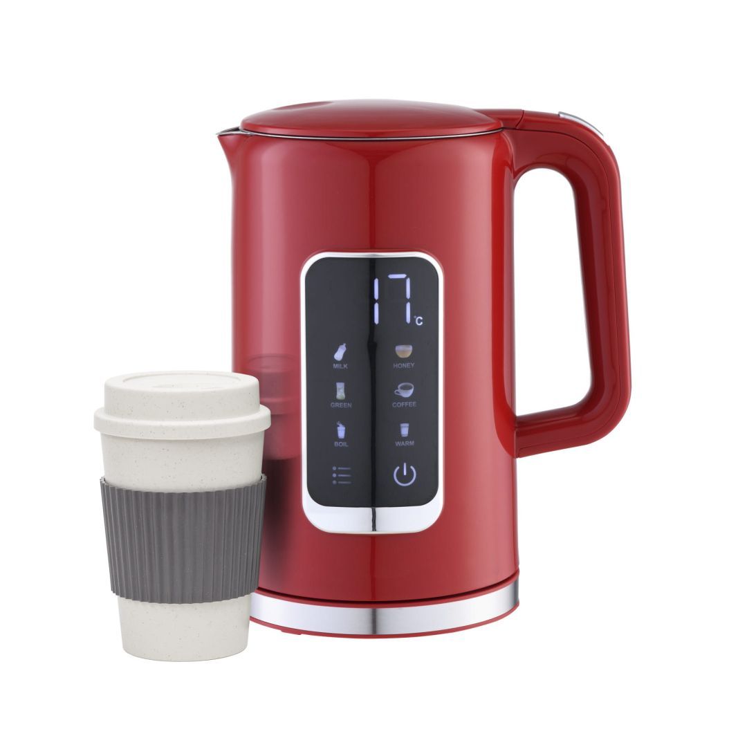 Platinet Kettle LCD Display 1,7L 5 Temperature SettingsS + 450ml Travel mug Burgundy Red