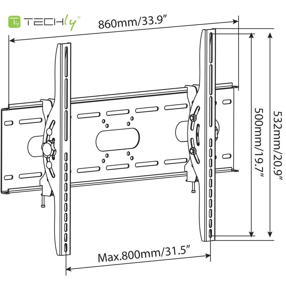 TECHLY Tilting Wall Mount 42"-80" Black