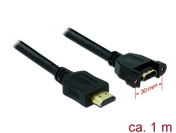 DeLock HDMI M/F cable 1m Black