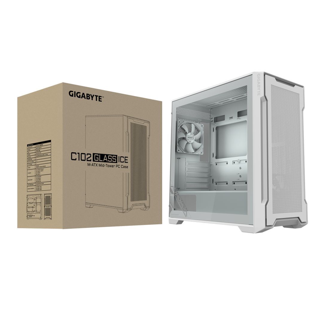 Gigabyte C102 Ice Glass Tempered Glass White