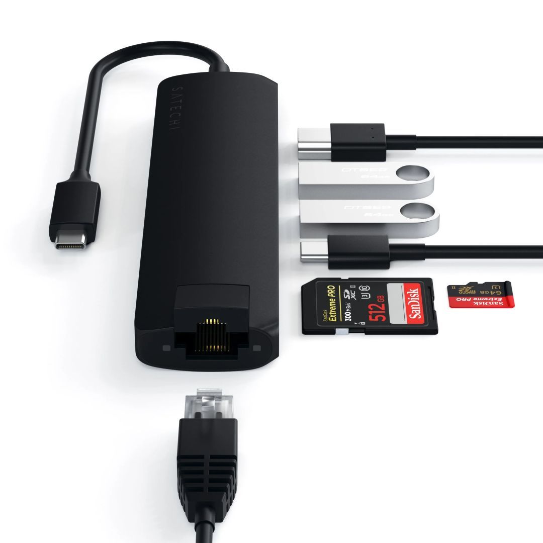 Satechi 6-in-1 USB-C Slim Multiport Adapter Black