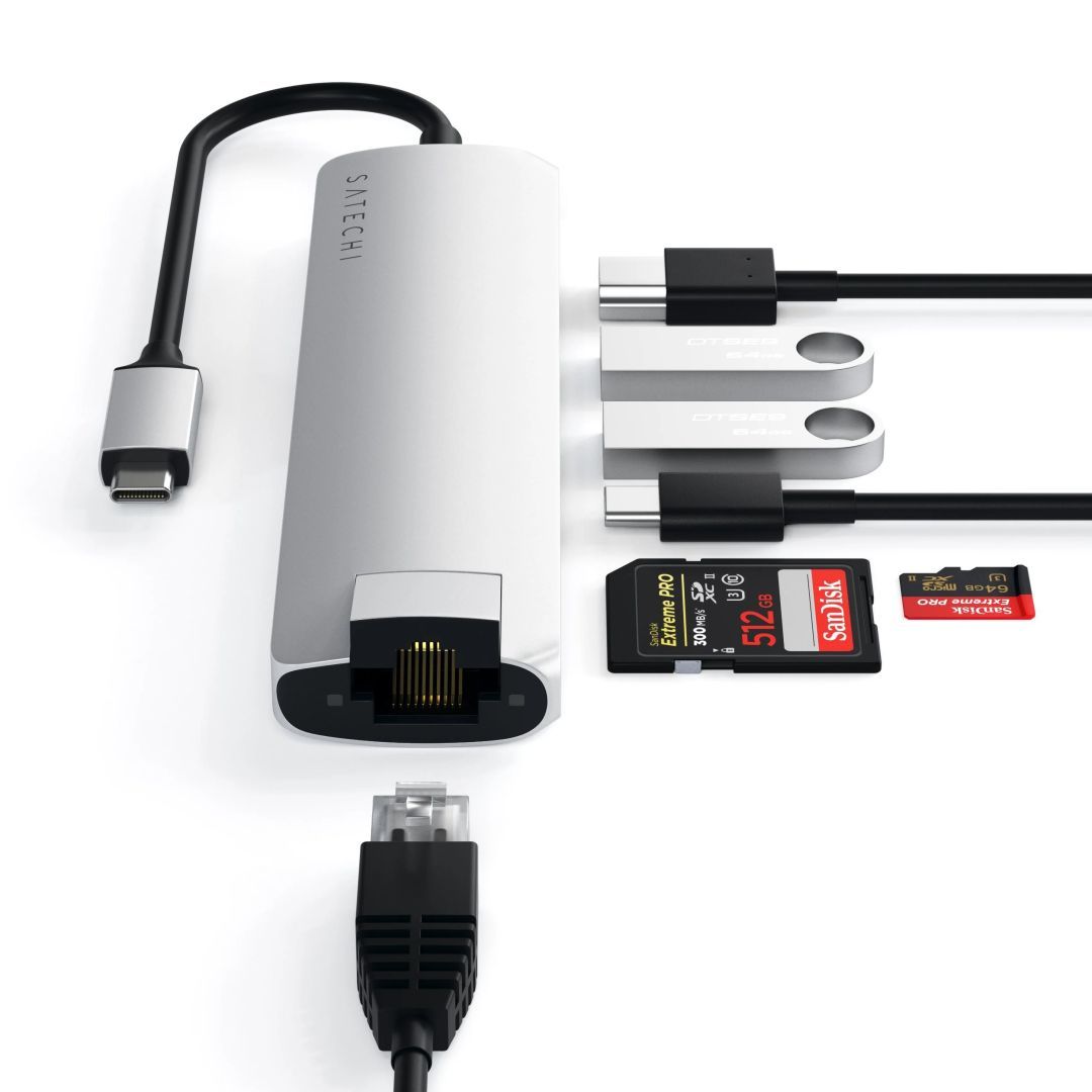 Satechi 6-in-1 USB-C Slim Multiport Adapter Silver