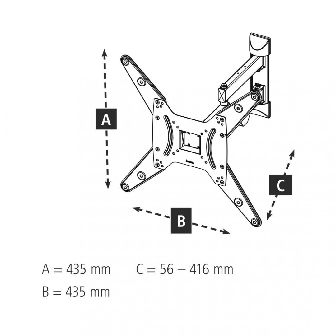 Hama Fullmotion TV Wall Bracket 400x400 Black