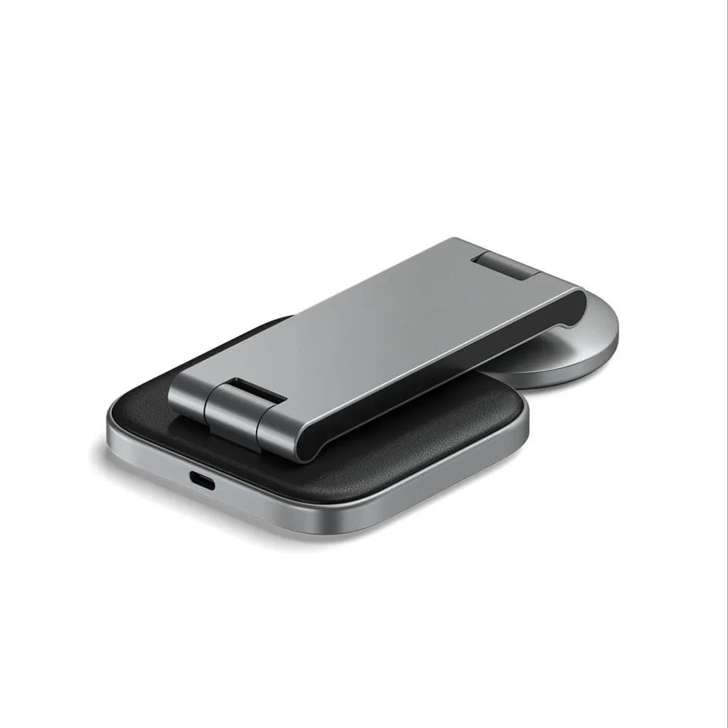 Satechi 2-in-1 Foldable Qi2 Wireless Charging Stand Space Gray