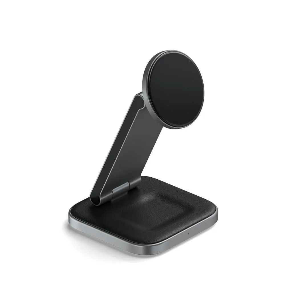 Satechi 2-in-1 Foldable Qi2 Wireless Charging Stand Space Gray