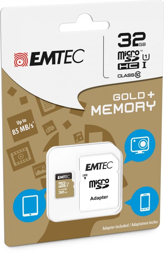 Emtec 32GB microSDHC Elite Gold Class 10 UHS-I U1 + adapterrel