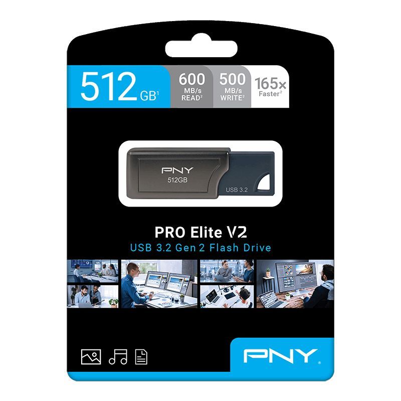 PNY 512GB PRO Elite V2 Gen 2 Flash Drive USB3.2 Black