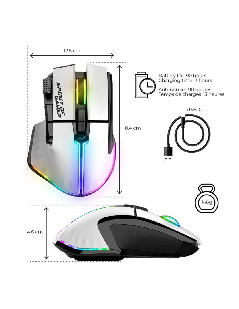 Spirit Of Gamer Pro-M5 RGB Arctic Wireless White