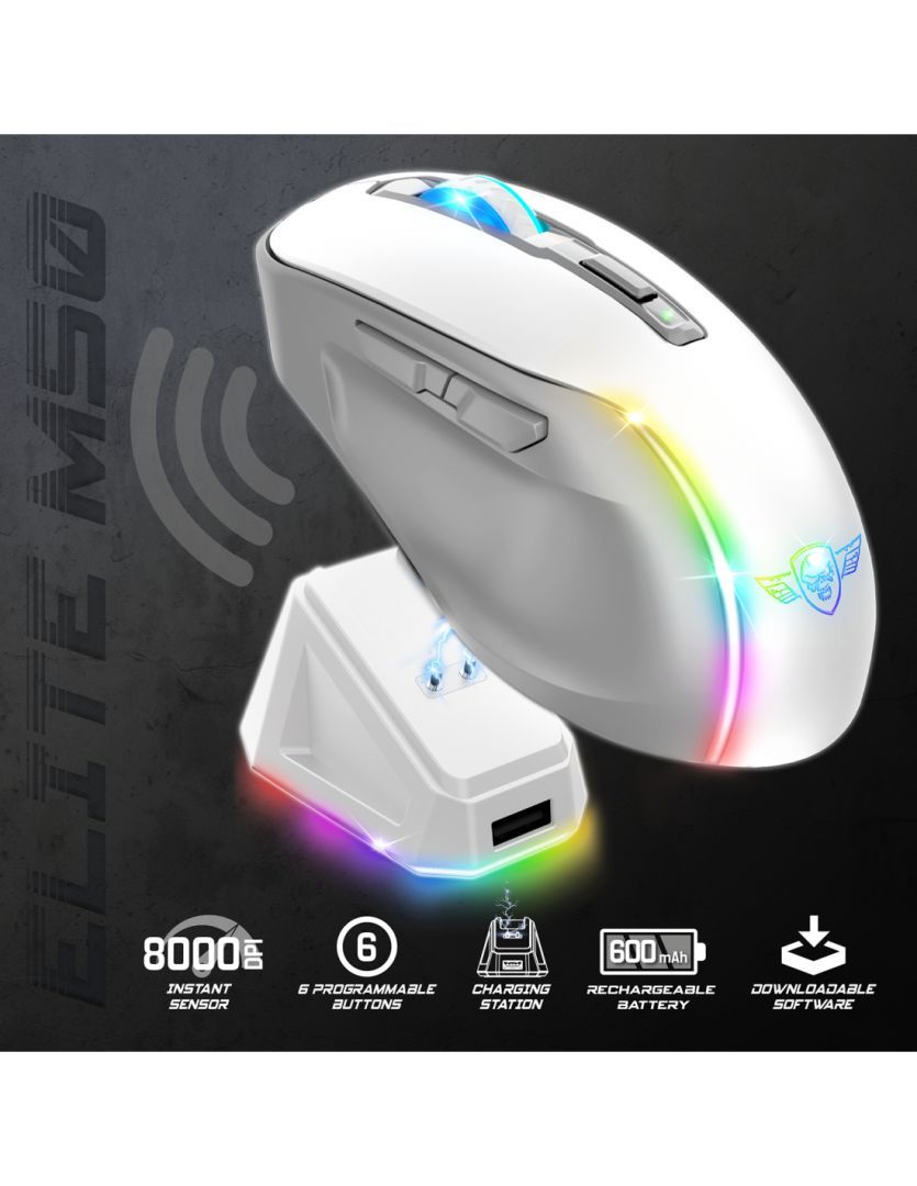 Spirit Of Gamer Elite M50 Artic Gaming Wireless Bluetooth Mouse White