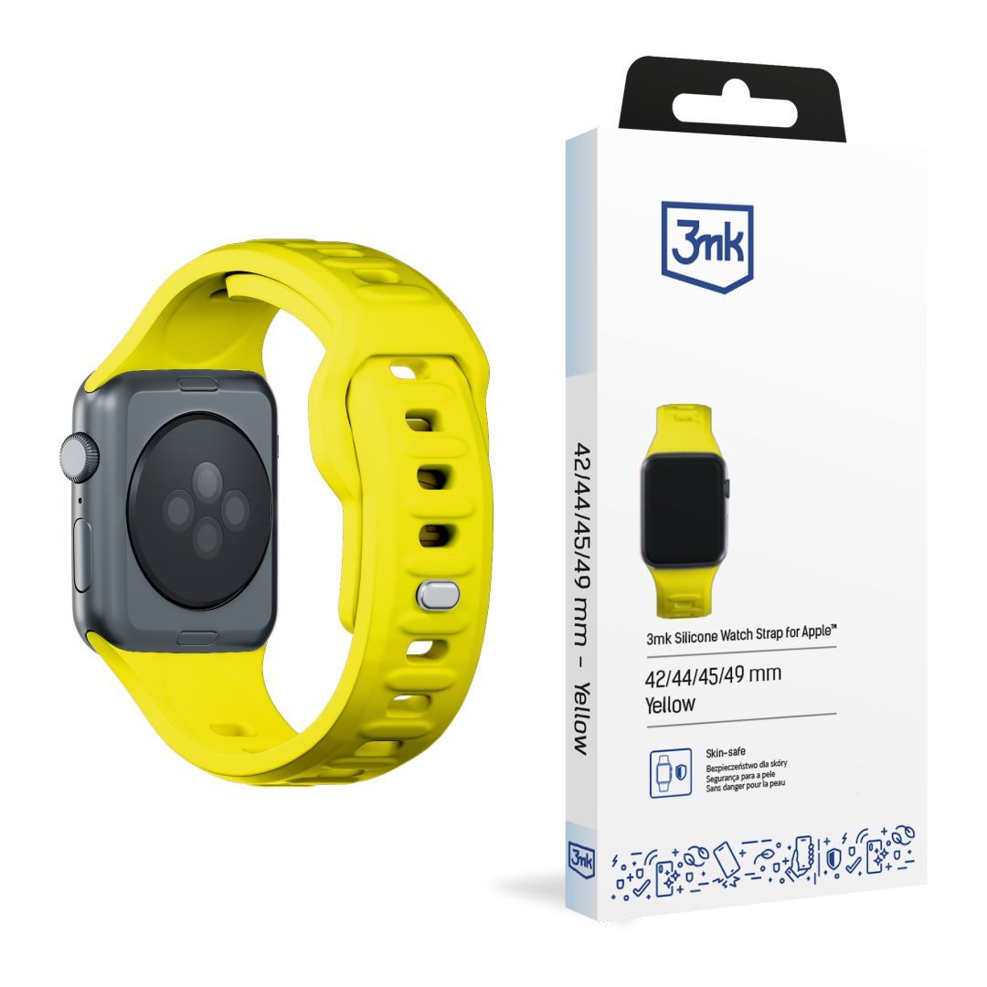 3mk Silicone Watch Szíj for Apple 42/44/45/46/49 mm Yellow (big)