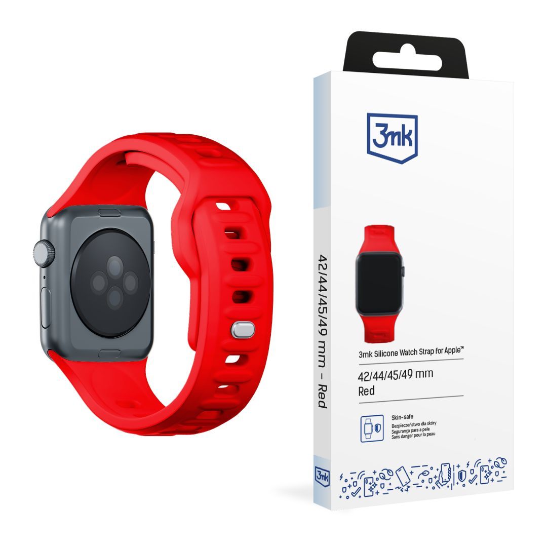 3mk Silicone Watch Szíj for Apple 42/44/45/46/49 mm Red (big)