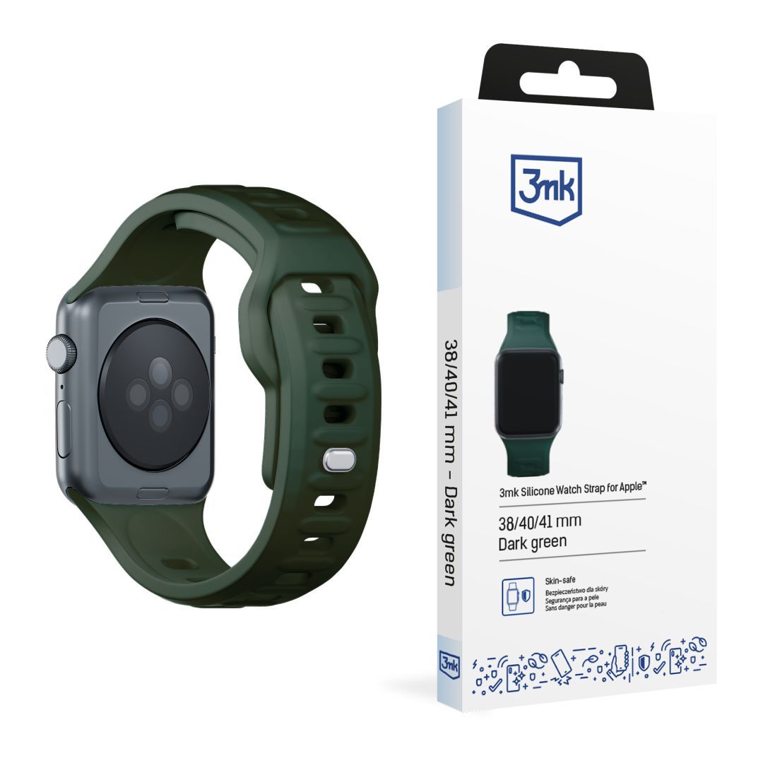 3mk Silicone Watch Szíj for Apple 38/40/41/42 mm Dark Zöld (small)