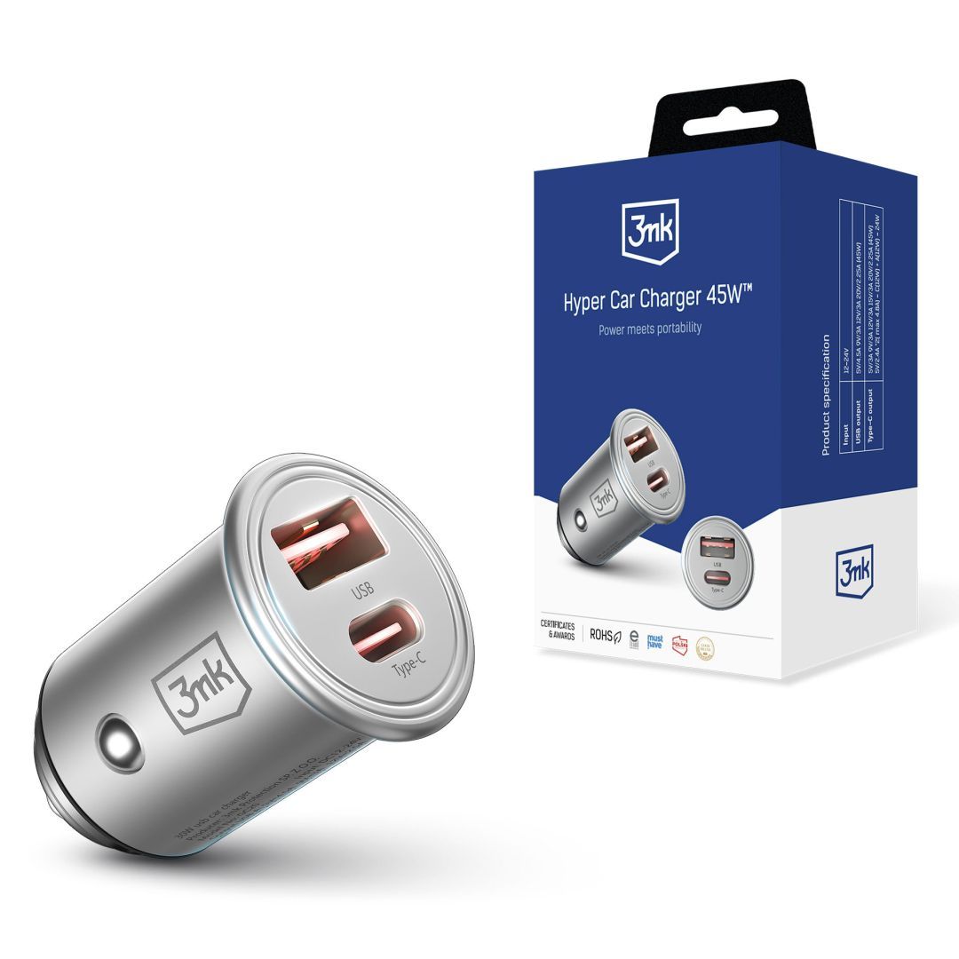 3mk Hyper Car Charger 45W Silver