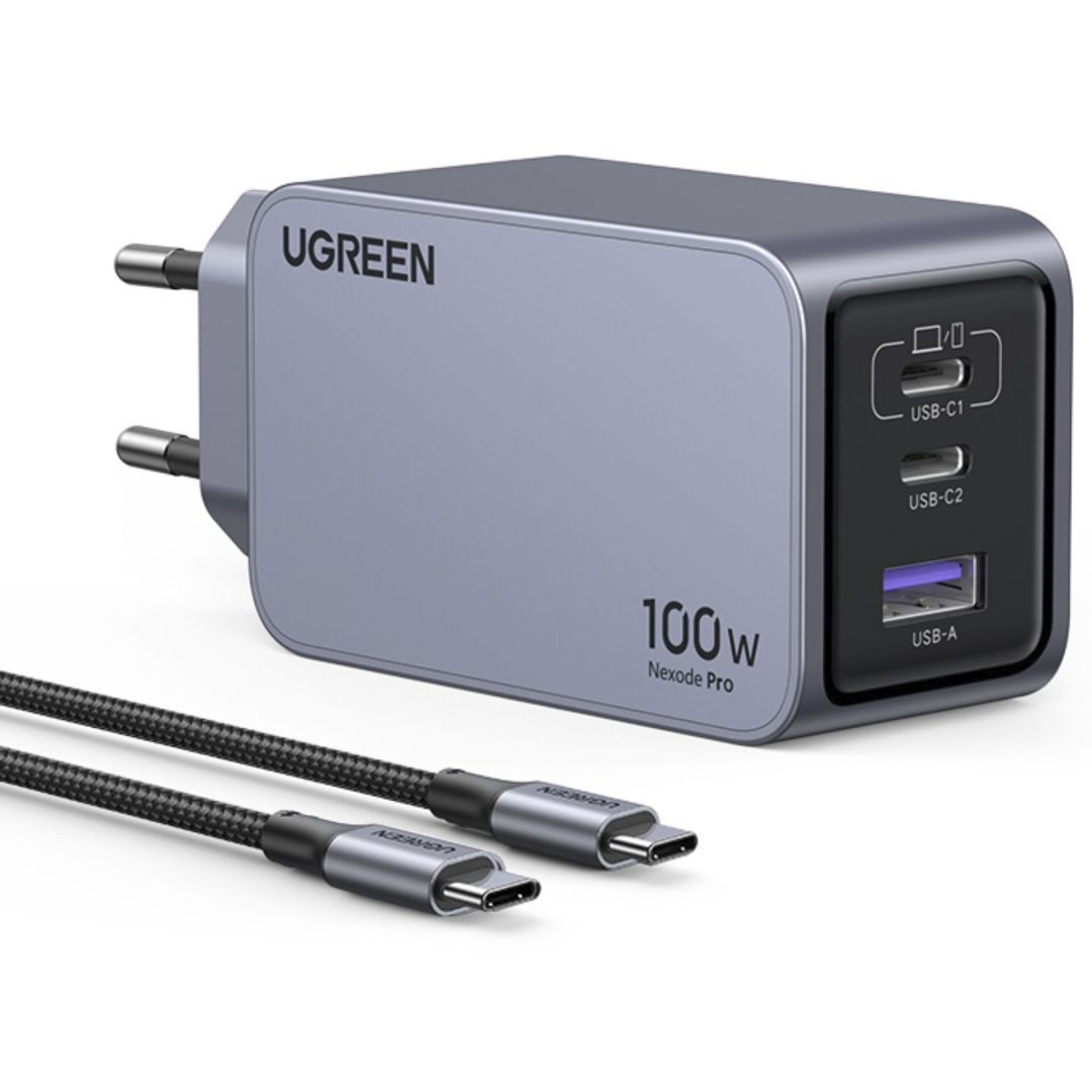 UGREEN Nexode Pro 100W GaN Charger with USB-C Cable Grey