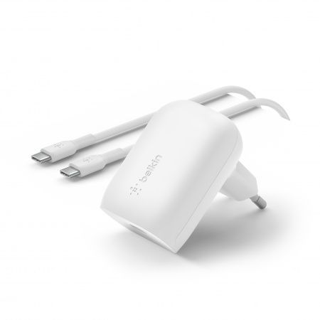 Belkin Boost Charger 30W PD PPS Wall Charger + USB-C to USB-C Cable White