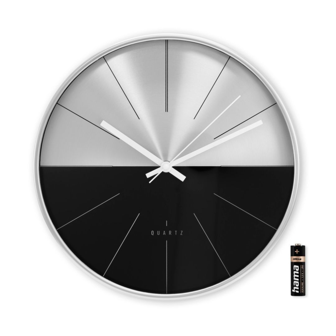 Hama Sicily Wall Clock Analog Black/Silver