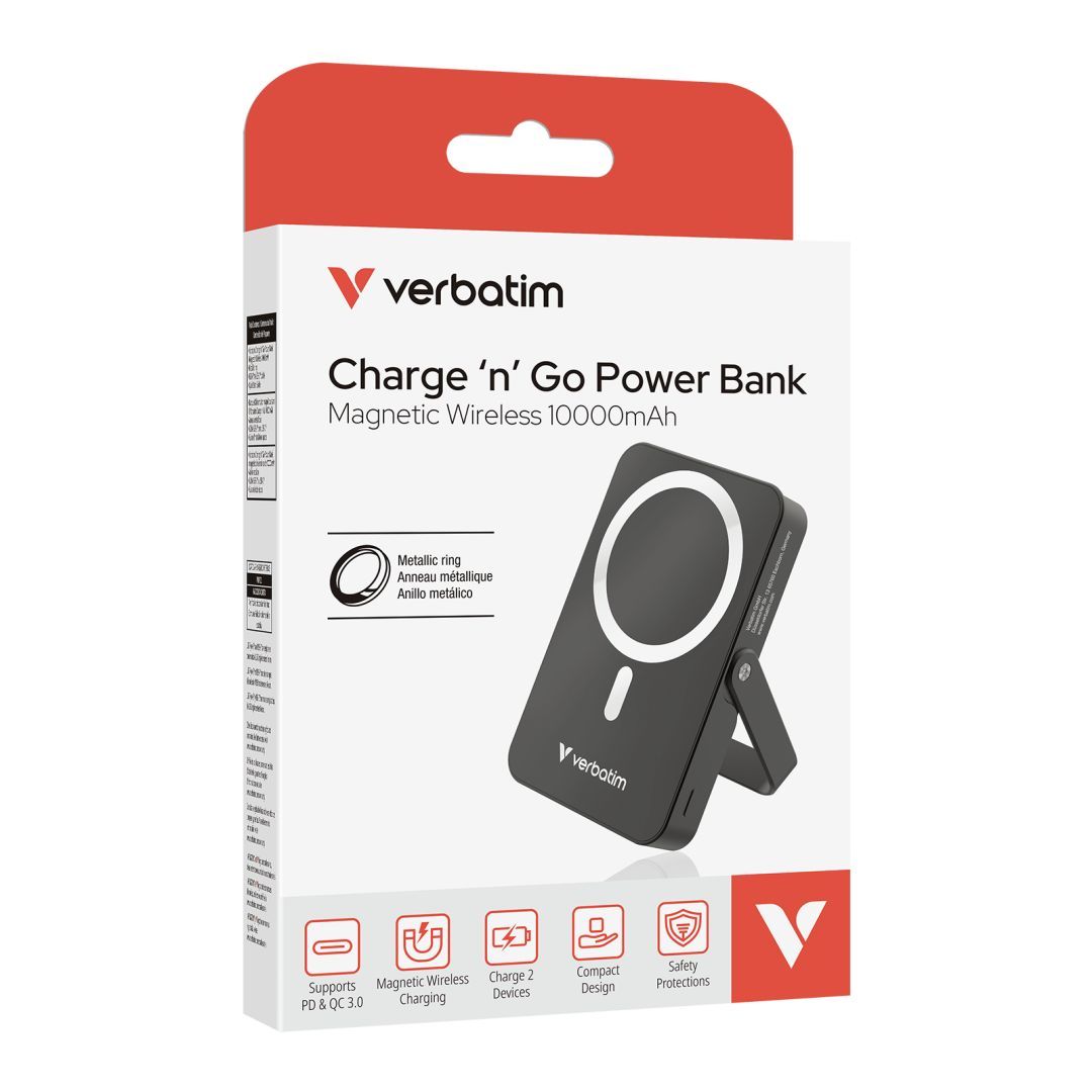 Verbatim Charge "n" Go PowerBank with Stand 10000mAh PowerBank Black