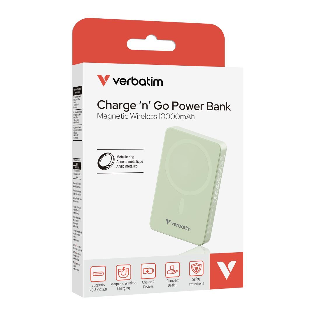 Verbatim Charge "n" Go Essentials 10000mAh PowerBank Green Verbatim Charge "n" Go Essentials 10000mAh PowerBank Green