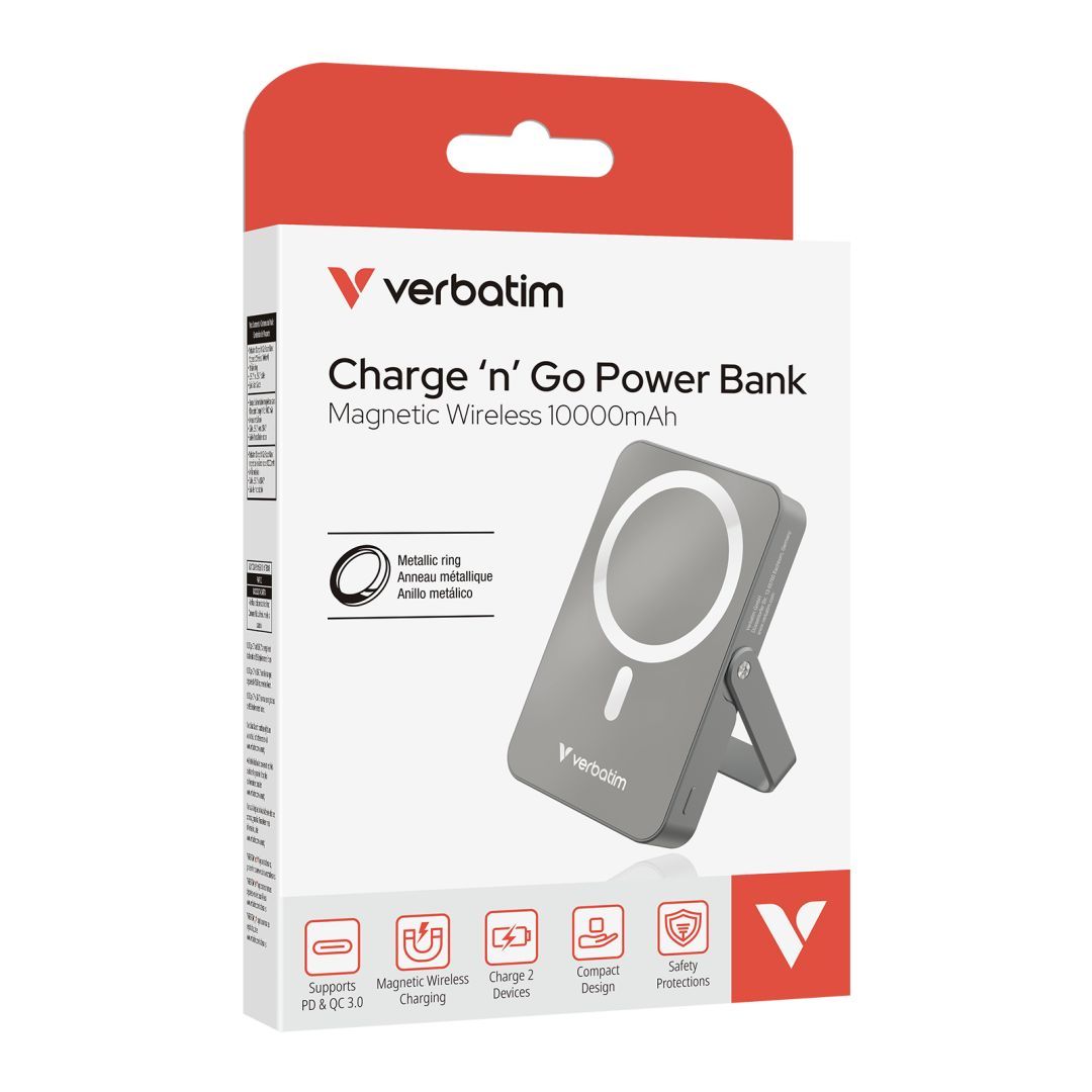 Verbatim Charge "n" Go PowerBank with Stand 10000mAh PowerBank Grey Verbatim Charge "n" Go PowerBank with Stand 10000mAh PowerBank Grey