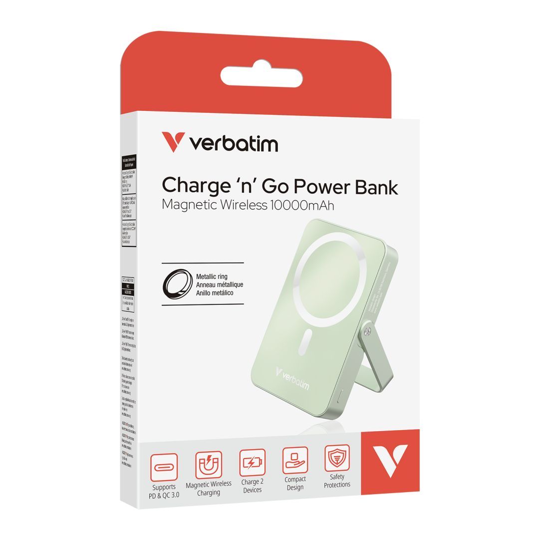 Verbatim Charge "n" Go PowerBank with Stand 10000mAh PowerBank Green