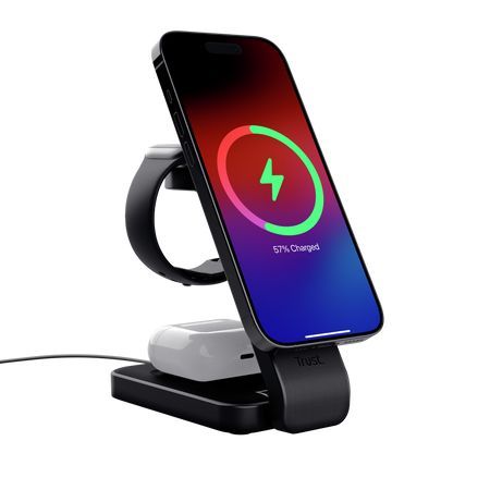 Trust Viro 3-in-1 Wireless Magnetic Charge Stand Black Trust Viro 3-in-1 Wireless Magnetic Charge Stand Black