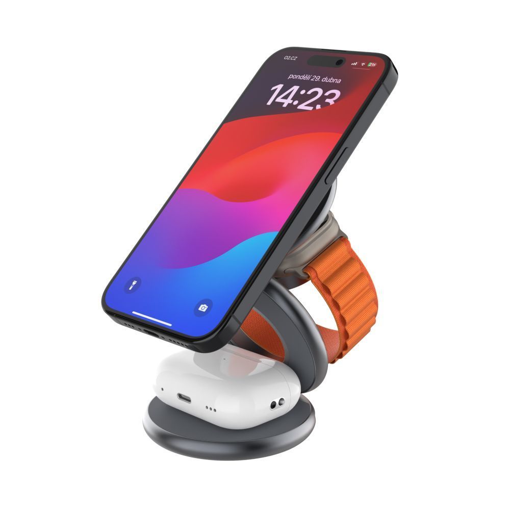 FIXED MagPowerstation Round vezeték nélküli töltő szürke