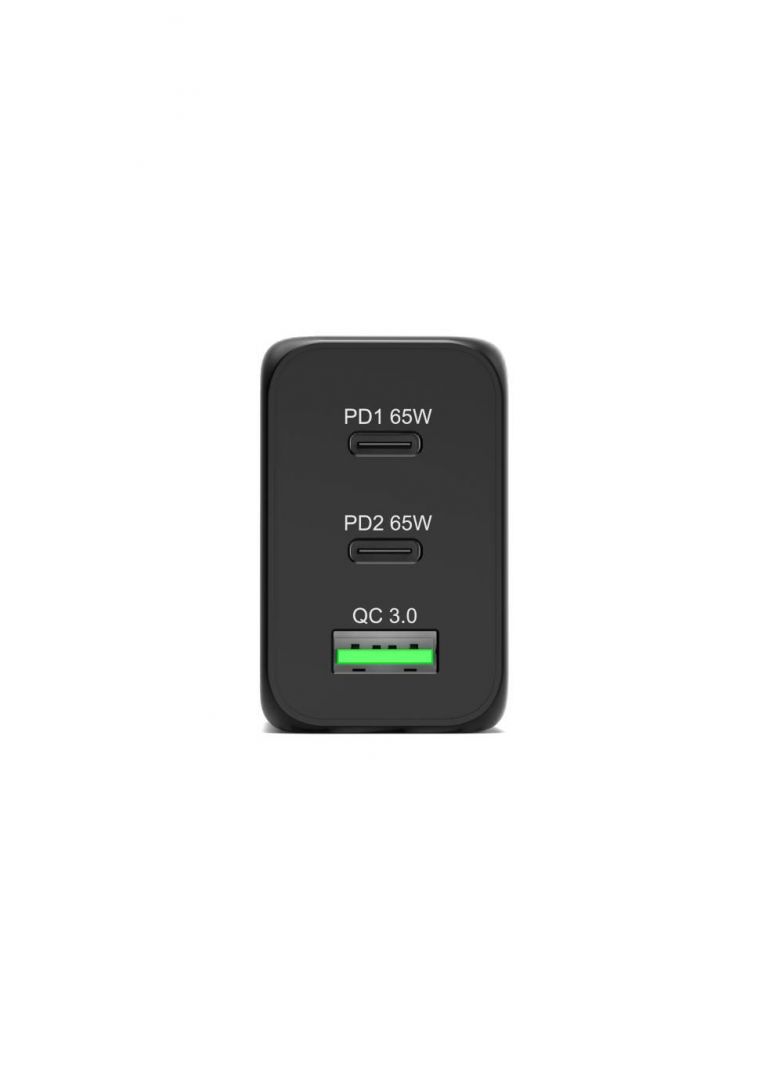 Port Designs 65W GaN Charger USB-C & USB-A Power Delivery Quick Charger Black