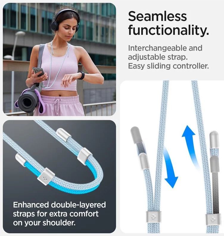 Spigen Universal Cross Body Strap 2 1 Pack Mute Blue Spigen Universal Cross Body Strap 2 1 Pack Mute Blue