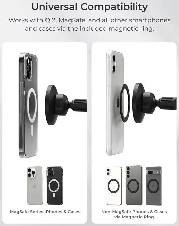 iOttie iTap 3 MagSafe Air Vent Mount with Magnetic Ring Adapter