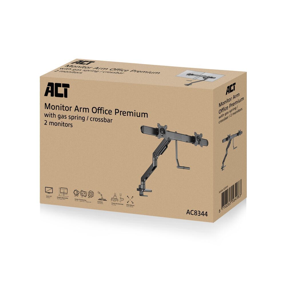 ACT AC8344 Dual Monitor Arm Office Premium with Gas Spring Crossbar ACT AC8344 Dual Monitor Arm Office Premium with Gas Spring Crossbar