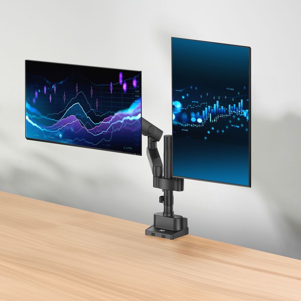 ACT AC8328 Dual monitor arm office solid pro, with mechanical spring ACT AC8328 Dual monitor arm office solid pro, with mechanical spring