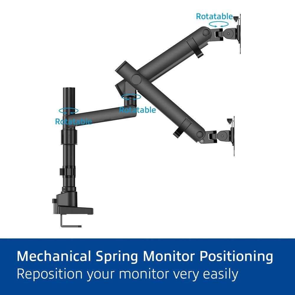 ACT AC8328 Dual monitor arm office solid pro, with mechanical spring ACT AC8328 Dual monitor arm office solid pro, with mechanical spring