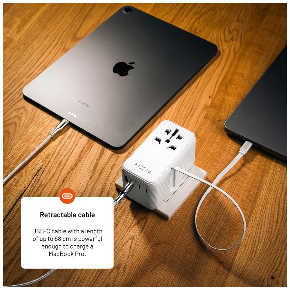 FIXED Voyager utazó adapter 4xUSB-C/1xUSB GaN 85W, fehér FIXED Voyager utazó adapter 4xUSB-C/1xUSB GaN 85W, fehér