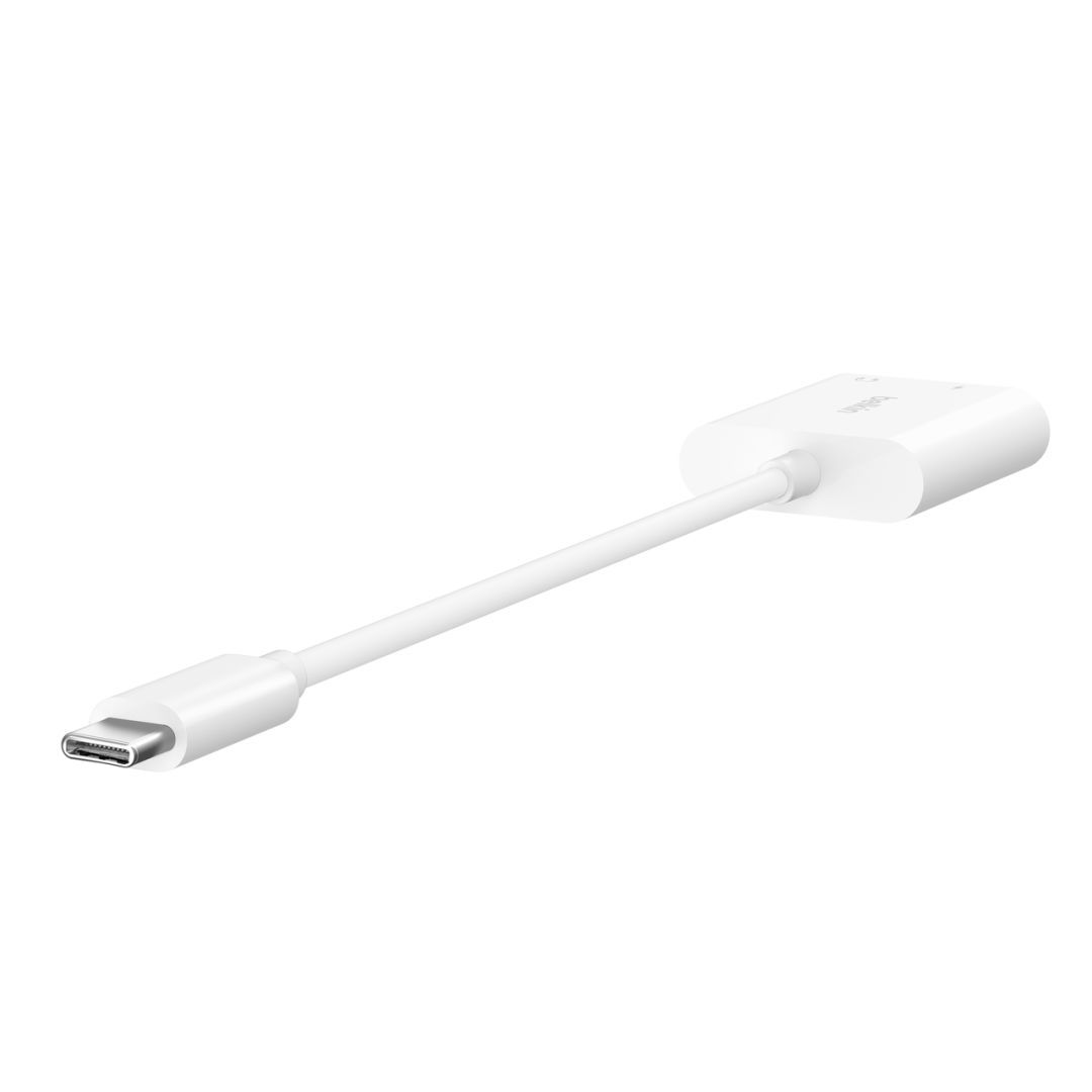 Belkin RockStar 3.5mm Audio + USB-C Charge Adapter White