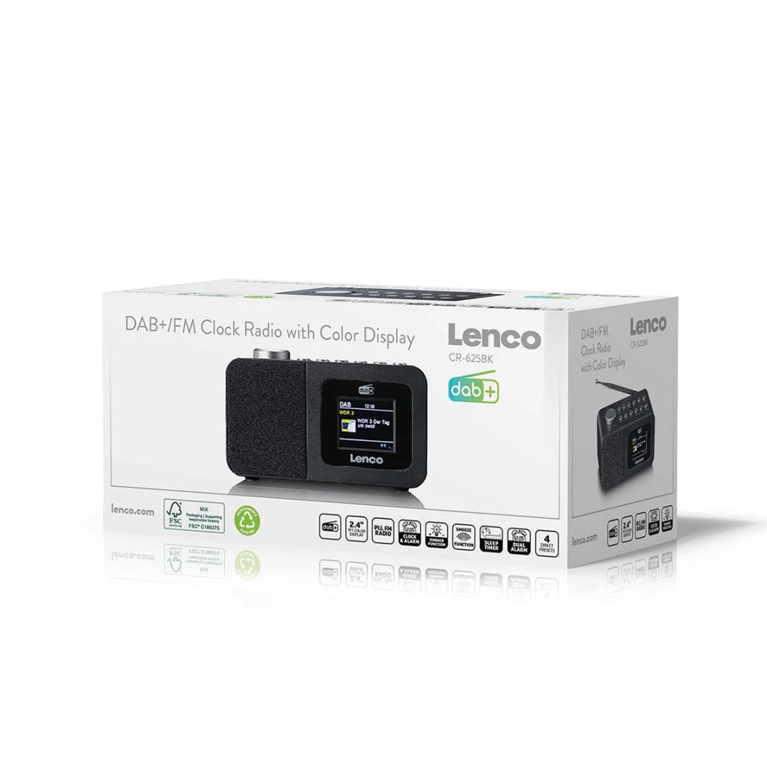 Lenco CR-625BK FM Clock Radio with Bluetooth and wireless charging Black Lenco CR-625BK FM Clock Radio with Bluetooth and wireless charging Black