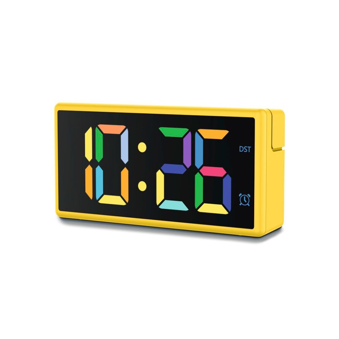 Hama Ibiza Digital Alarm Clock Multi-Colour Display with USB Charging Function Yellow