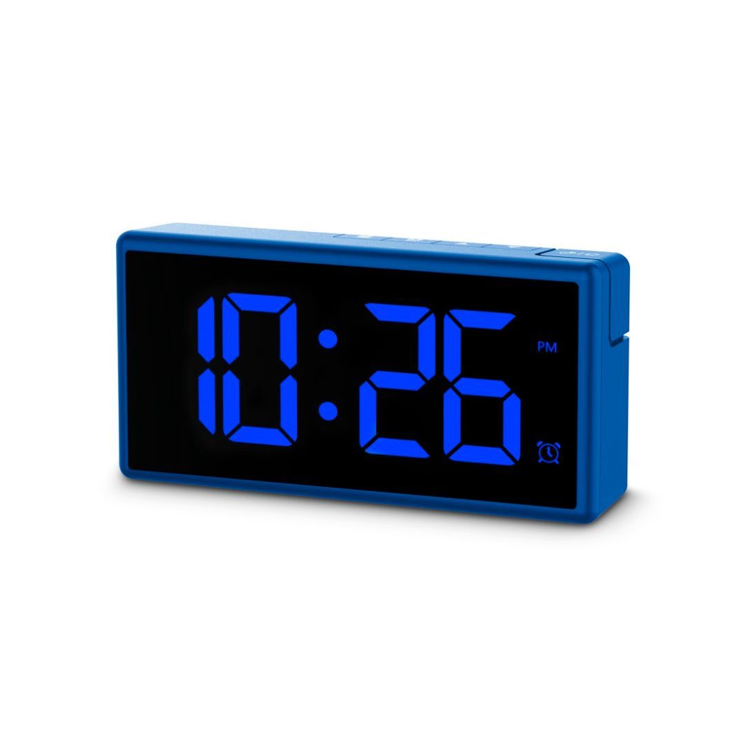 Hama Ibiza Digital Alarm Clock Multi-Colour Display with USB Charging Function Blue