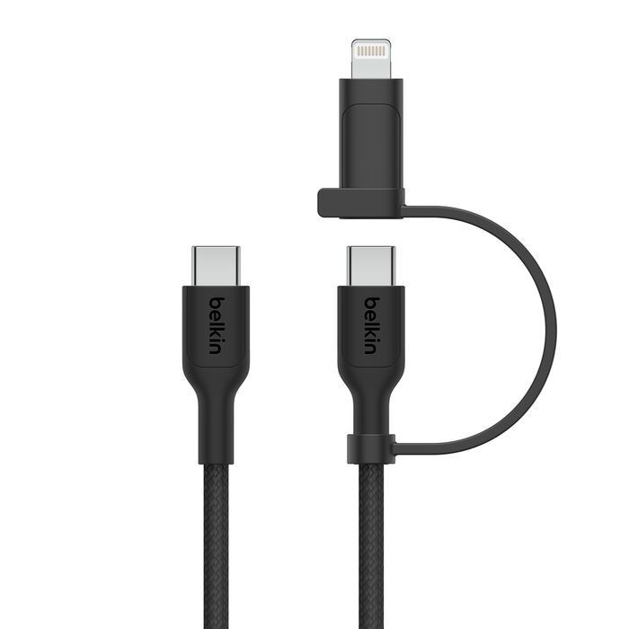 Belkin BoostCharge Pro 2-in-1 Cable with USB-C and Lightning Connector 1,5m Black