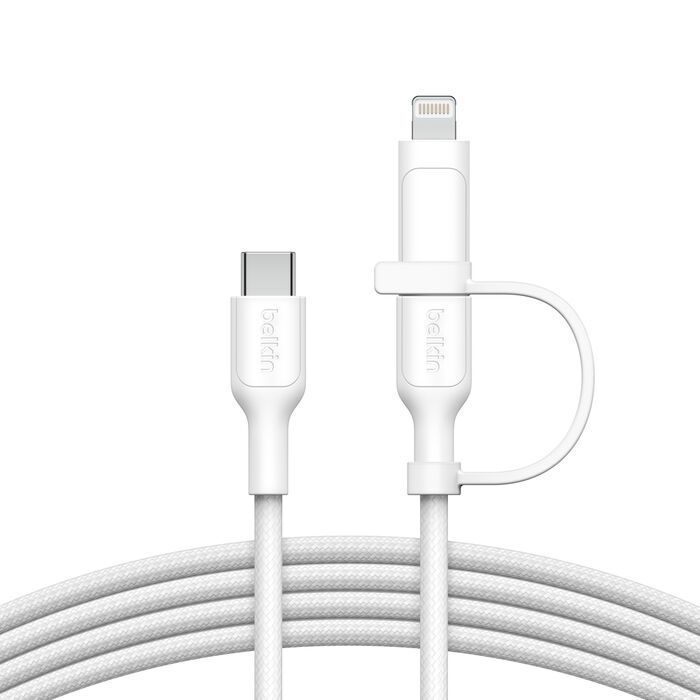 Belkin BoostCharge Pro 2-in-1 Cable with USB-C and Lightning Connector 1,5m White